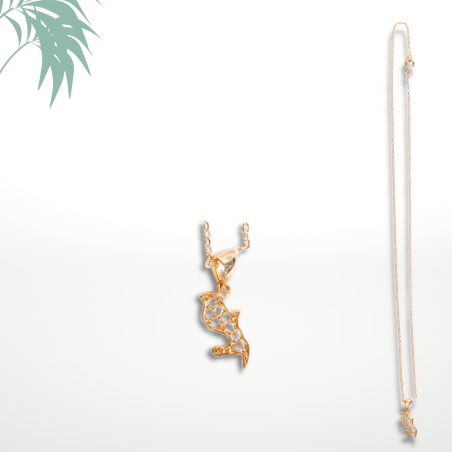 Pendentif  "Martinique strass" + chaine 45cm  - Plaqué Or Pendentif  "Martinique strass" + chaine 45cm  - Plaqué Or