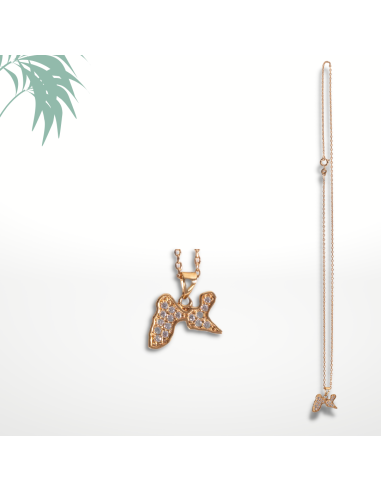 Pendentif  "Guadeloupe strass" + chaine 45cm - Plaqué Or