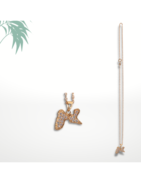 Pendentif  "Guadeloupe strass" + chaine 45cm - Plaqué Or Pendentif  "Guadeloupe strass" + chaine 45cm - Plaqué Or