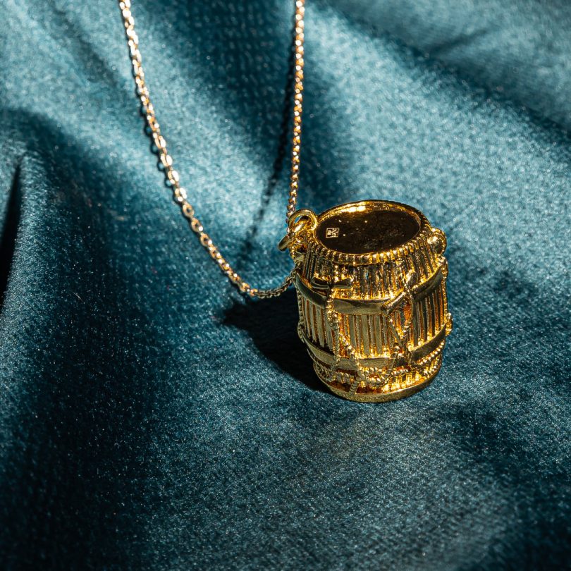 Pendentif Tambour KA (Grande taille) + chaine 70cm - P/OR