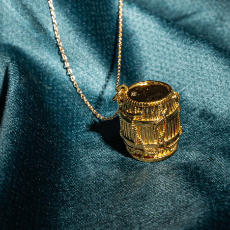 Pendentif Tambour KA (Grande taille) + chaine 70cm - P/OR