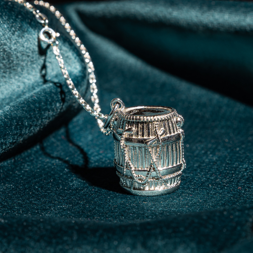Pendentif Tambour KA (Grande taille) + chaine 70cm - Argent