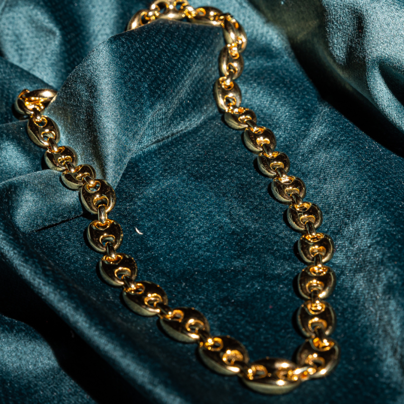Collier "Maille Grain de Café" - 45 cm - Plaqué Or