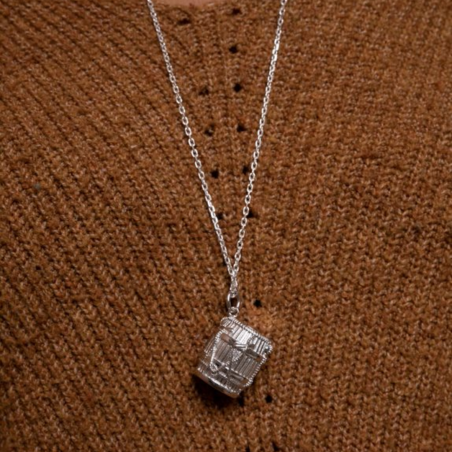 Pendentif Tambour KA (Grande taille) + chaine 60cm - Argent