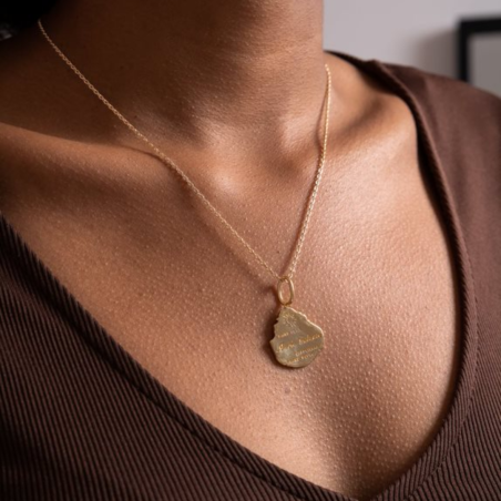 Pendentif  "Carte Marie-Galante" + chaine 45cm  - Plaqué Or Pendentif  "Carte Marie-Galante" + chaine 45cm  - Plaqué Or