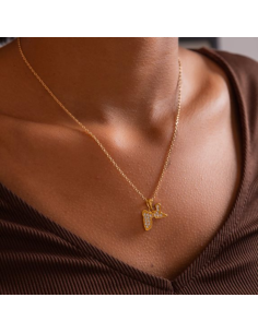 Pendentif  "Guadeloupe strass" + chaine 45cm - Plaqué Or