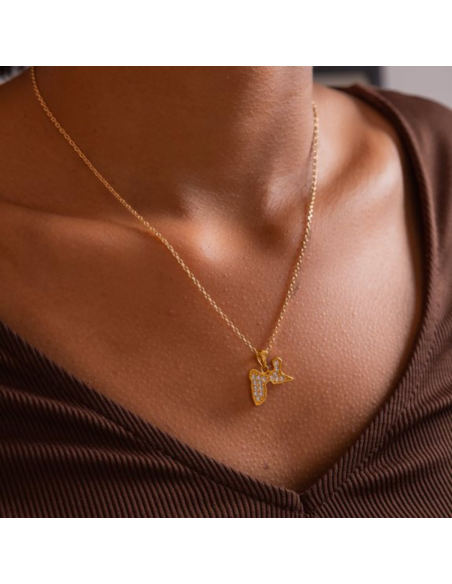 Pendentif  "Guadeloupe strass" + chaine 45cm - Plaqué Or Pendentif  "Guadeloupe strass" + chaine 45cm - Plaqué Or