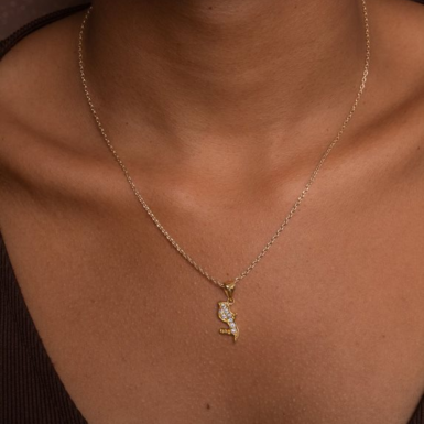 Pendentif  "Martinique strass" + chaine 45cm  - Plaqué Or