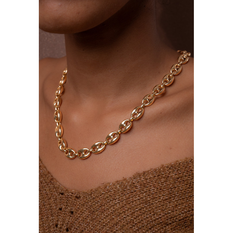 Collier "Maille Grain de Café" - 45 cm - Plaqué Or