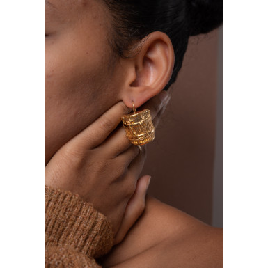 Boucle d'oreille dormeuse "Gwo KA" - Plaqué Or