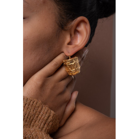 Boucle d'oreille dormeuse "Gwo KA" - Plaqué Or Boucle d'oreille dormeuse "Gwo KA" - Plaqué Or