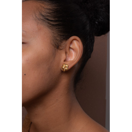 Boucle d'oreille puce "Hibiscus" - Plaqué Or Boucle d'oreille puce "Hibiscus" - Plaqué Or