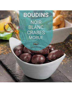 Assortiment de 4 boudins surgelés : noir, blanc, crabe,... 2