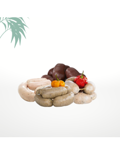 Assortiment de 4 boudins surgelés : noir, blanc, crabe,...