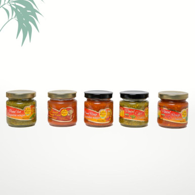 Assortiment de 5 sauces et pates de piment- Soleil Réunion