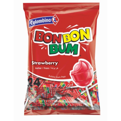 Sucettes fraise Bon Bon Bum - Lot de 24
